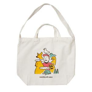 GO OUT x Tomu Ohnishi  「with nature」tote bag 白色環保袋